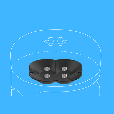 Illustration of Belpack Module's top view with highlighted microphone element